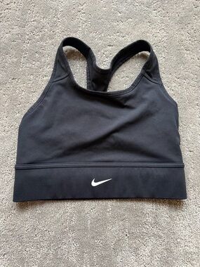 Nike Black Racerback Sports Crop Bra with White Swoosh